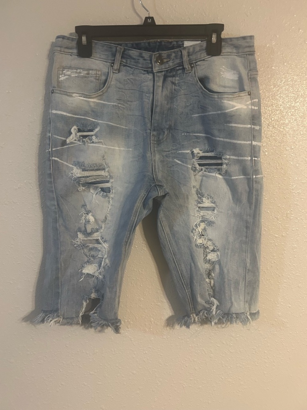 Smoke Rise Men’s  Distressed Light Wash Denim Cutoff Shorts Sz 32